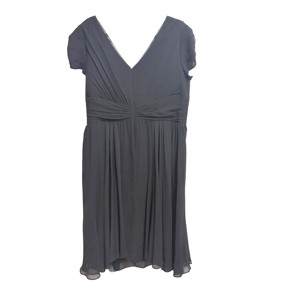 Suzi Chin Maggy Boutique Silk Chiffon V-Neck Ruched Black Cocktail Dress 18